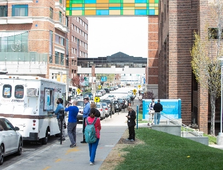 Outside view of Hospital Hill street and buildings.  