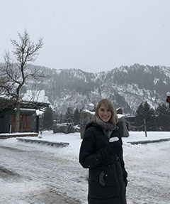 Nicole Rogers on a walk in the snow.