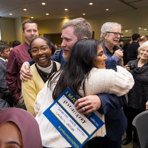 M.D. graduates celebrating together during Match Day.